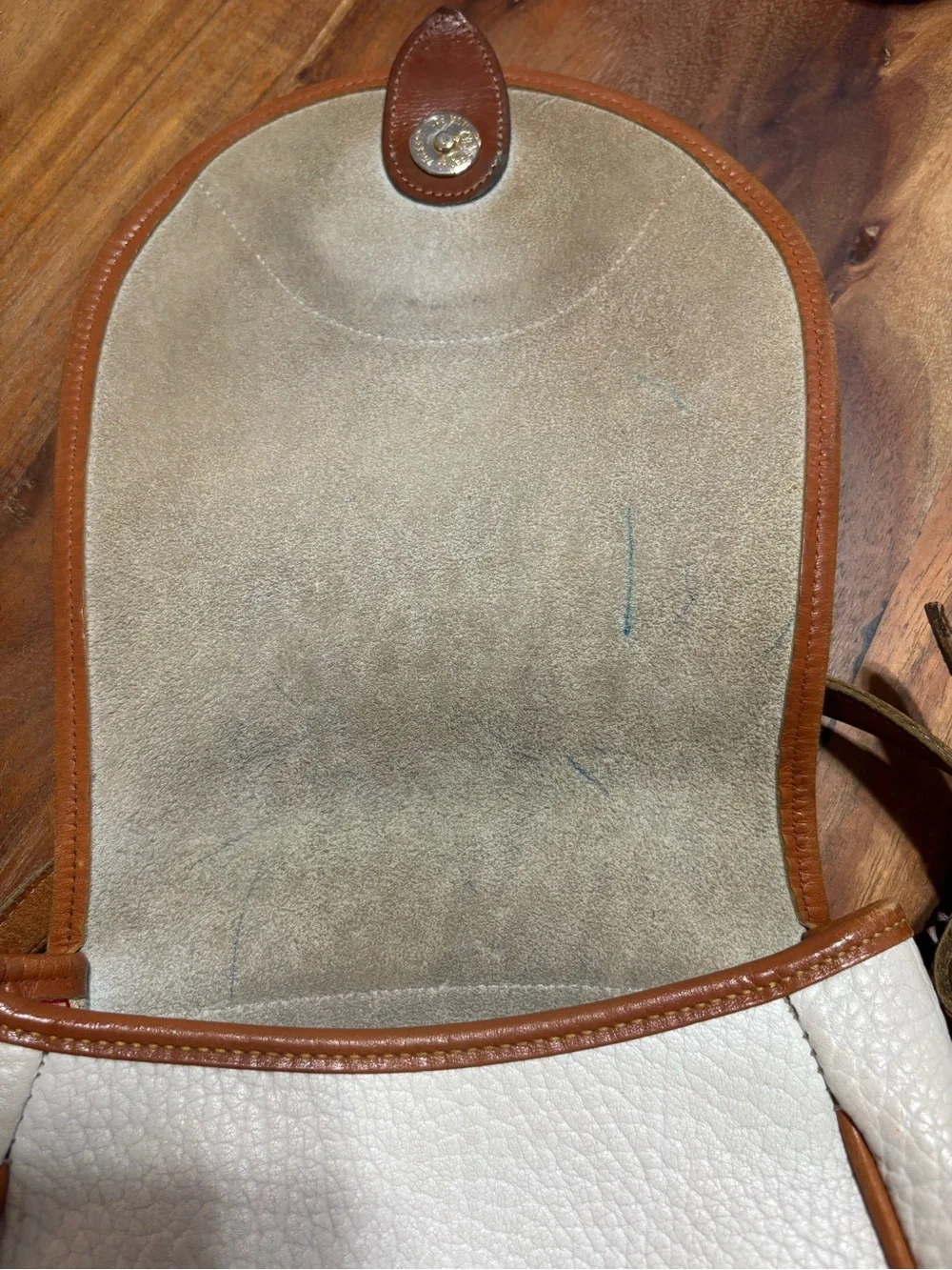 Dooney & Bourke White and Brown Pebbled Leather Crossbody Bag - Picture 5 of 9